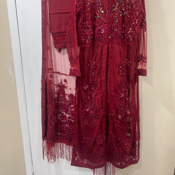 Organza and Raw Silk Embroidery Gulab Dress - Picture 6 of 11